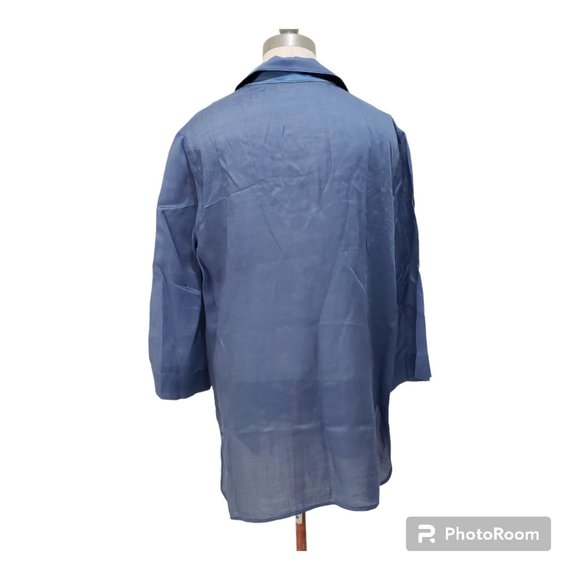 CT731a Lafayette 148 Blue Short Sleeve Lightweight Ladies Shirt XL - Picture 4 of 7